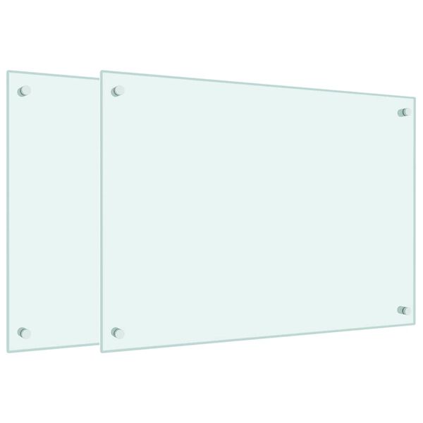 vidaXL Dosserets de cuisine 2 pcs blanc 70x50 cm verre tremp&eacute;