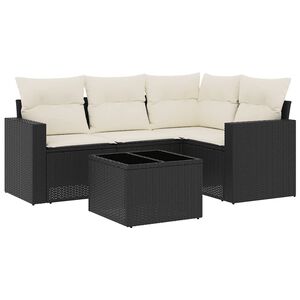 vidaXL Salon de jardin 5 pcs avec coussins noir r&eacute;sine tress&eacute;e
