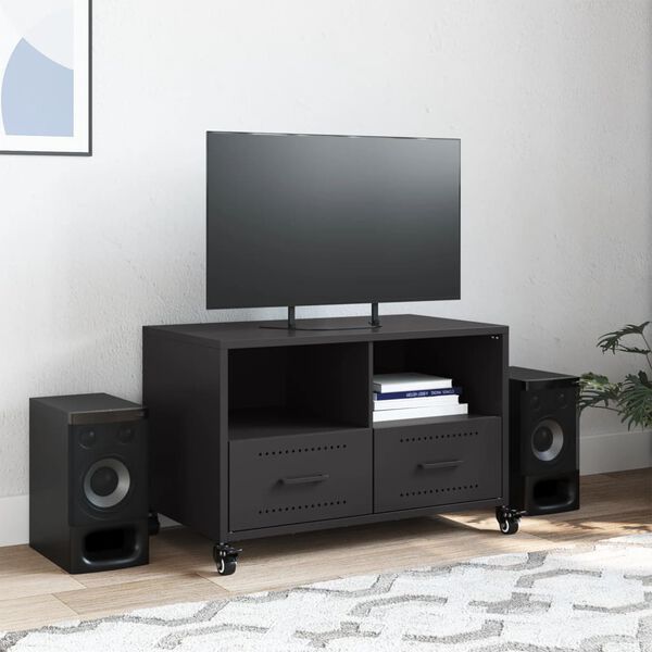 vidaXL Meuble TV noir 68x39x43,5 cm acier