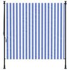 vidaXL Store roulant d'ext&eacute;rieur bleu et blanc 150x270 cm tissu acier