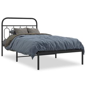 vidaXL Cadre de lit métal sans matelas avec tête de lit noir 100x200cm