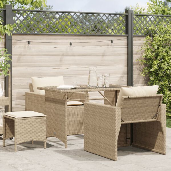vidaXL Salon de jardin avec coussins 4 pcs beige r&eacute;sine tress&eacute;e