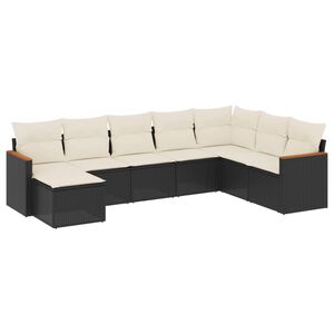 vidaXL Salon de jardin 8 pcs avec coussins noir r&eacute;sine tress&eacute;e