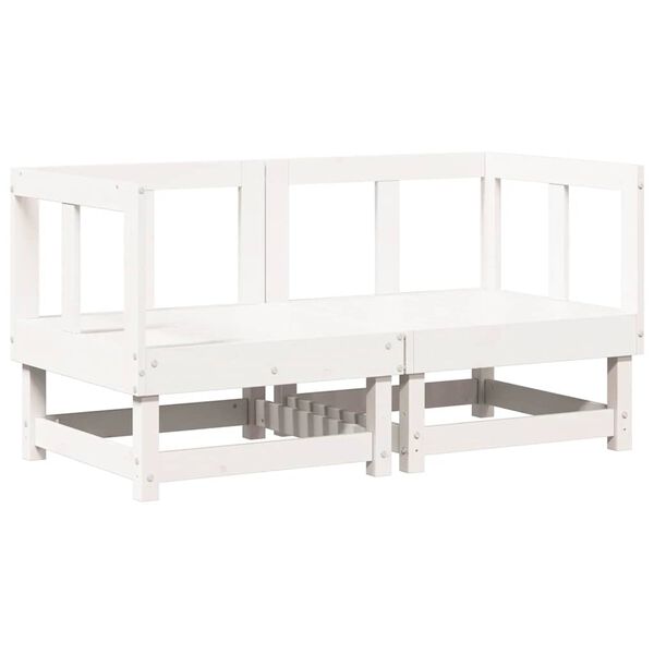 vidaXL Canapés d'angle avec coussins 2 pcs blanc bois de pin massif