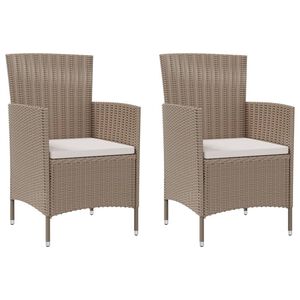 vidaXL Chaises de jardin avec coussins lot de 2 R&eacute;sine tress&eacute;e Beige