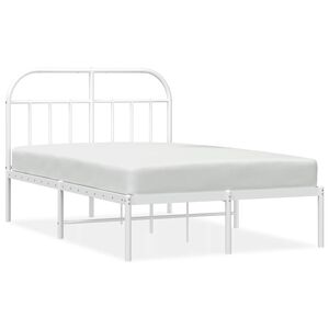 vidaXL Cadre de lit m&eacute;tal sans matelas et t&ecirc;te de lit blanc 135x190 cm
