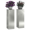 vidaXL Support de Plante 2 pcs Argent 24 x 24 x 75 cm Acier galvanis&eacute;