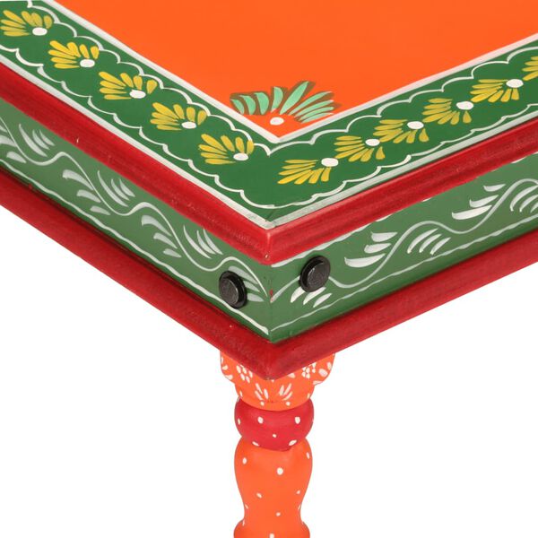 vidaXL Table basse orange bois de manguier massif peint &agrave; la main