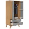 vidaXL Garde-robe OLDEN gris et marron 76,5x53x172 cm bois massif pin