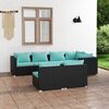 vidaXL Salon de jardin 7 pcs avec coussins Noir R&eacute;sine tress&eacute;e