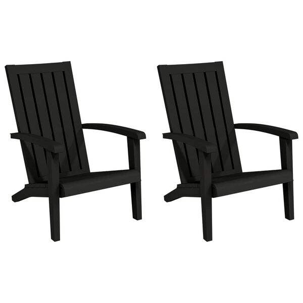 vidaXL Chaises de jardin Adirondack lot de 2 noir polypropyl&egrave;ne