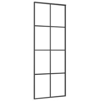 vidaXL Porte coulissante Aluminium et verre ESG 76x205 cm Noir