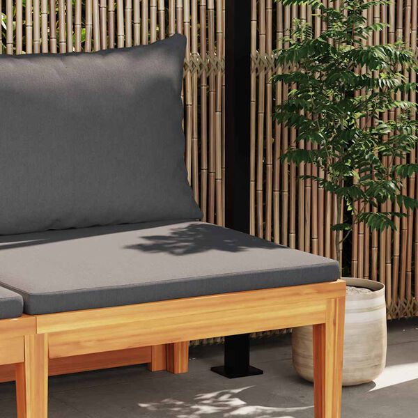 vidaXL Banc de jardin avec table avec coussins gris fonc&eacute; Teck solide