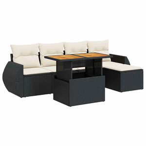 vidaXL Salon de jardin 6 pcs avec coussins noir r&eacute;sine tress&eacute;e