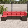 vidaXL Ensemble de Canapés 7 pcs Marron et rouge polyrotin