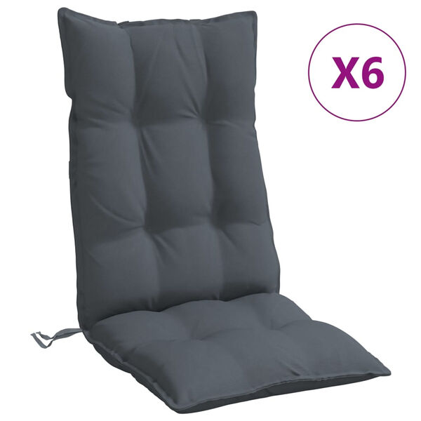 vidaXL Coussins de chaise &agrave; dossier haut lot de 6 anthracite