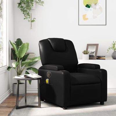 vidaXL Fauteuil de massage inclinable Noir Similicuir