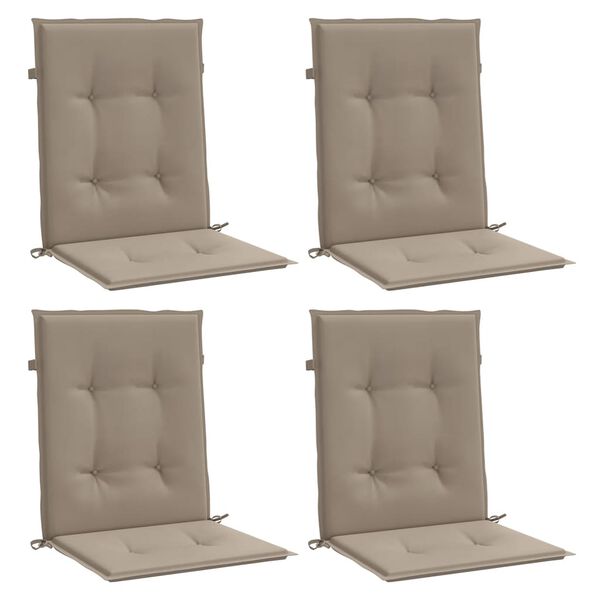 vidaXL Coussins de chaise de jardin &agrave; dossier bas lot de 4 taupe
