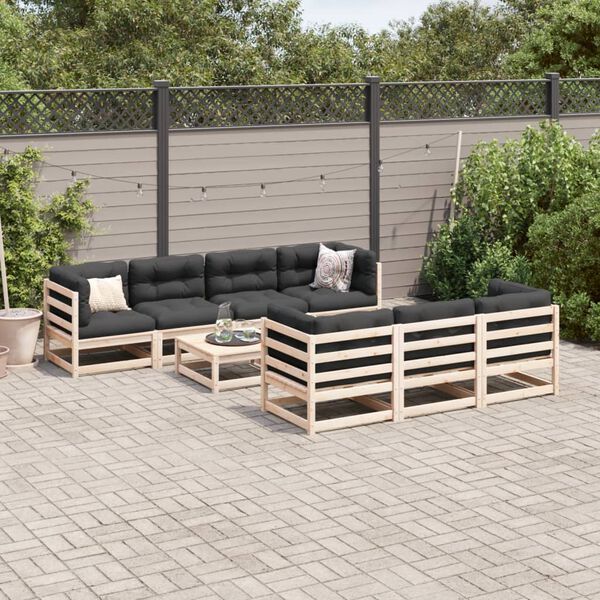 vidaXL Salon de jardin 8 pcs avec coussins bois de pin massif