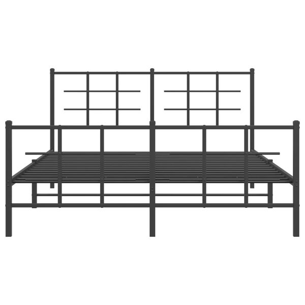 vidaXL Cadre de lit m&eacute;tal sans matelas avec pied de lit noir 150x200cm