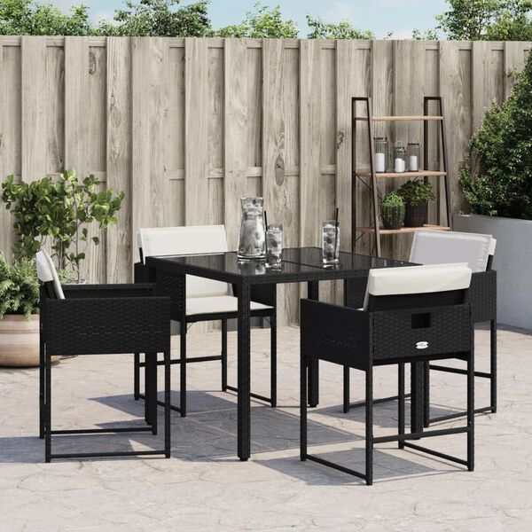 vidaXL Chaises de jardin lot de 4 avec coussins noir r&eacute;sine tress&eacute;e