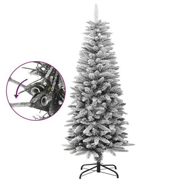 vidaXL Sapin de Noël artificiel mince avec neige floquée 120 cm PVC/PE