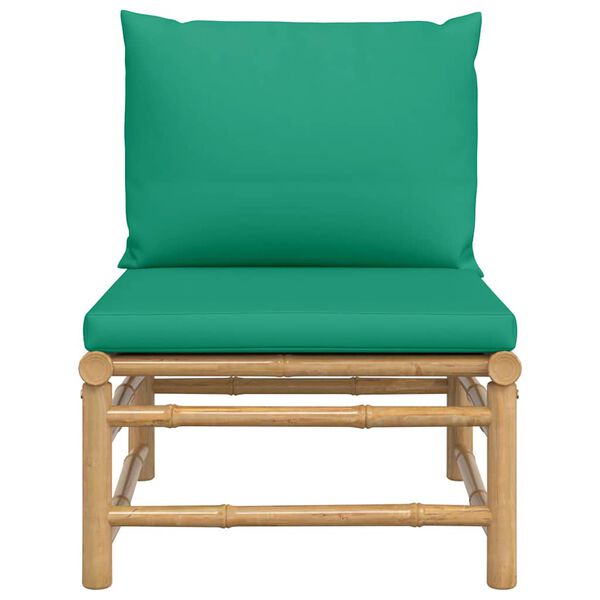 vidaXL Canapé central de jardin avec coussins vert bambou