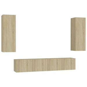 vidaXL Ensemble de meubles TV 4 pcs Ch&ecirc;ne sonoma Bois d'ing&eacute;nierie