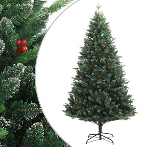 vidaXL Sapin de No&euml;l artificiel &agrave; charni&egrave;res avec baies rouges 180 cm