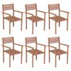 vidaXL Chaises de jardin empilables lot de 6 Bois de teck solide