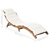vidaXL Chaise longue avec coussin Bois d'acacia solide Cr&egrave;me