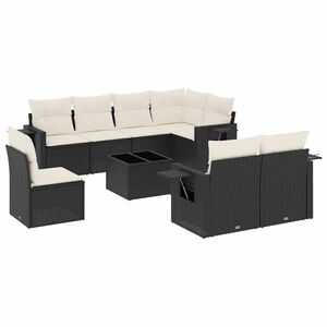 vidaXL Salon de jardin 9 pcs avec coussins noir r&eacute;sine tress&eacute;e