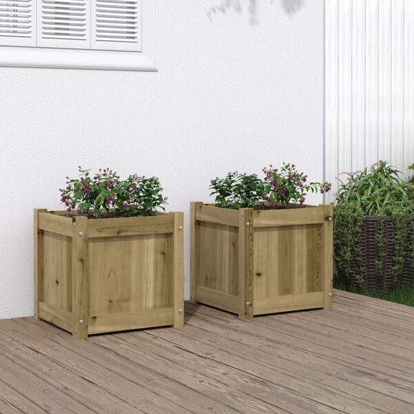 vidaXL Jardini&egrave;res 2 pcs bois de pin impr&eacute;gn&eacute;