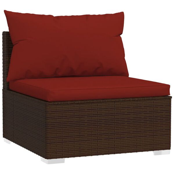 vidaXL Salon de jardin 11 pcs avec coussins marron r&eacute;sine tress&eacute;e