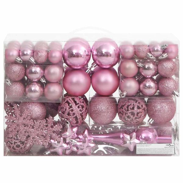 vidaXL Ensemble de boules de No&euml;l 111 pi&egrave;ces rose polystyr&egrave;ne