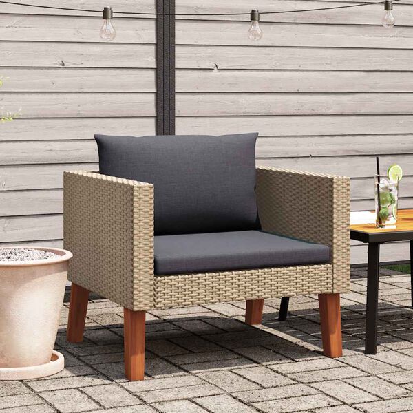 vidaXL Canap&eacute; simple de jardin avec coussins R&eacute;sine tress&eacute;e Beige