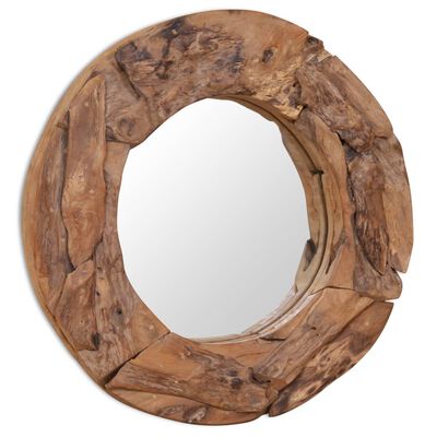 vidaXL Miroir décoratif Teck 60 cm Rond