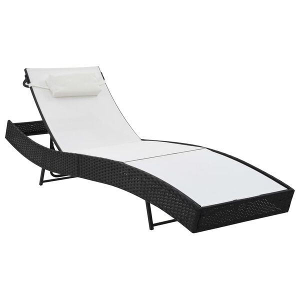 vidaXL Chaises longues lot de avec table R&eacute;sine tress&eacute;e textil&egrave;ne Noir