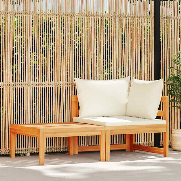 vidaXL Salon de jardin 2 pcs avec coussins blanc crème Bois d'acacia