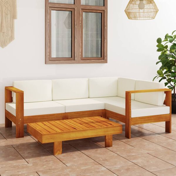 vidaXL Salon de jardin 5 pi&egrave;ces avec coussins 100 x 60 cm Bois d'acacia