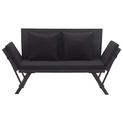 vidaXL Banc de jardin avec coussins 176 cm Noir Résine tressée