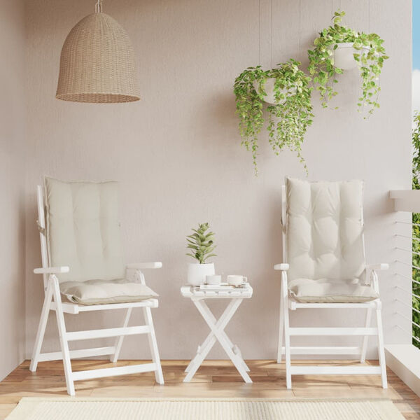 vidaXL Coussins de chaise &agrave; dossier haut lot de 2 cr&egrave;me tissu oxford