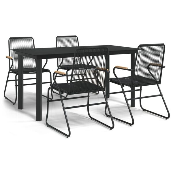 vidaXL Ensemble &agrave; manger de jardin 5 pcs Noir Rotin PVC