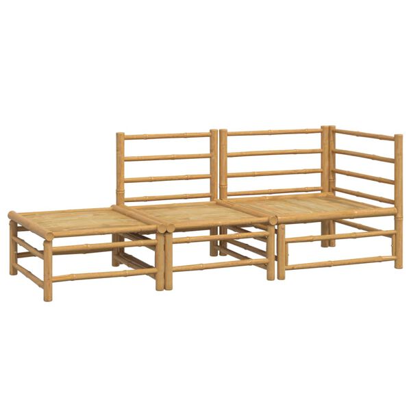 vidaXL Salon de jardin 3 pcs avec coussins gris clair bambou