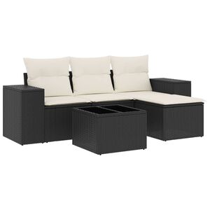 vidaXL Salon de jardin 5 pcs avec coussins noir r&eacute;sine tress&eacute;e