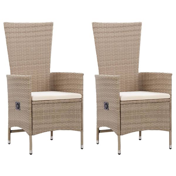 vidaXL Chaises d'ext&eacute;rieur lot de 2 avec coussins R&eacute;sine tress&eacute;e Beige