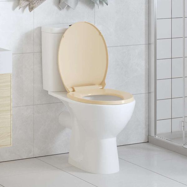 vidaXL Si&egrave;ge de toilette &agrave; fermeture en douceur Beige Ovale