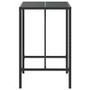 vidaXL Table de bar et dessus en verre noir 70x70x110 cm poly rotin