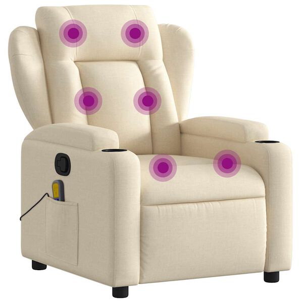vidaXL Fauteuil inclinable de massage crème tissu