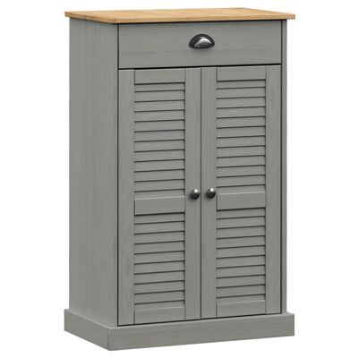 vidaXL Armoire à chaussures VIGO gris 60x35x96 cm bois massif de pin